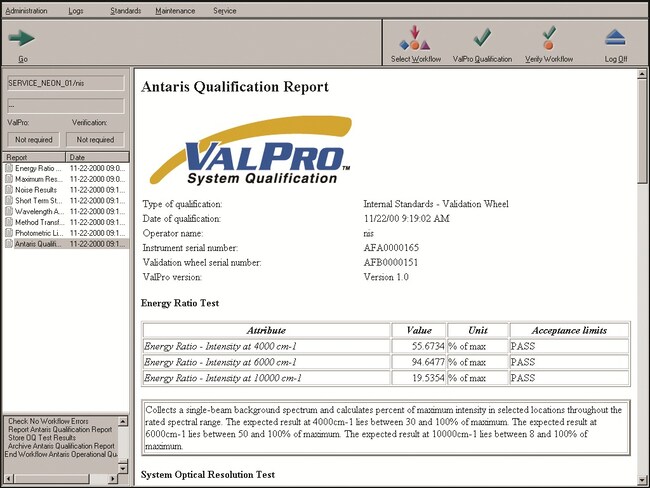 适用于 NIR 分析仪的 ValPro&trade; 系统认证软件