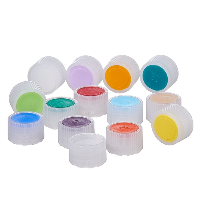 Nalgene&trade; HDPE 微量包装样品瓶加高型颜色标记盖：无菌、散装
