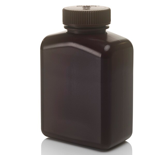 Nalgene™ 矩形不透明琥珀色 HDPE 带盖瓶:散装